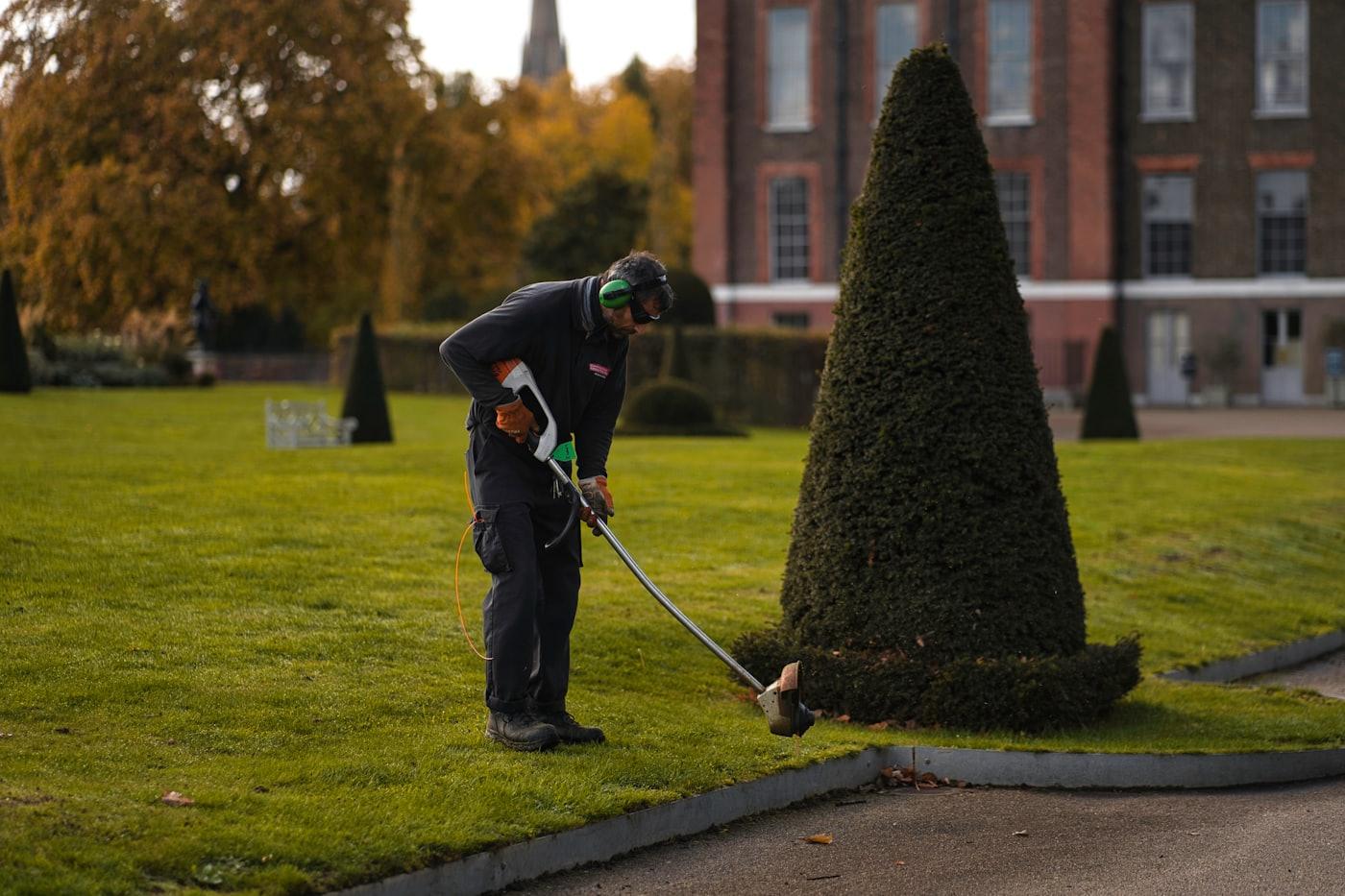 A mowing professional at work